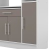 PEPPER Buffet de cuisine - 6 portes + 1 tiroir + 4 niches - L 91 x P 40 x H 180 cm - Taupe mat - SYMBIOSIS