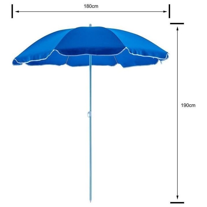 Parasol droit diametre 1,80 m - Structure acier en polyester anti-uv -
