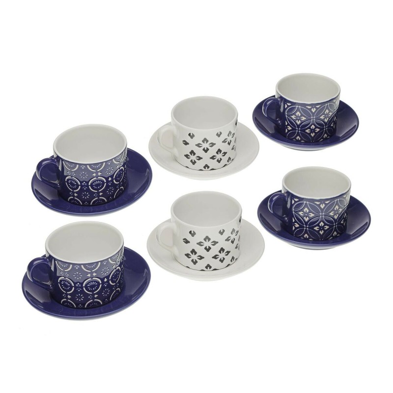 Lot de tasses avec soucoupes Versa Regina Céramique (8,6 x 6,4 x 9,2 cm) (6 Pièces)