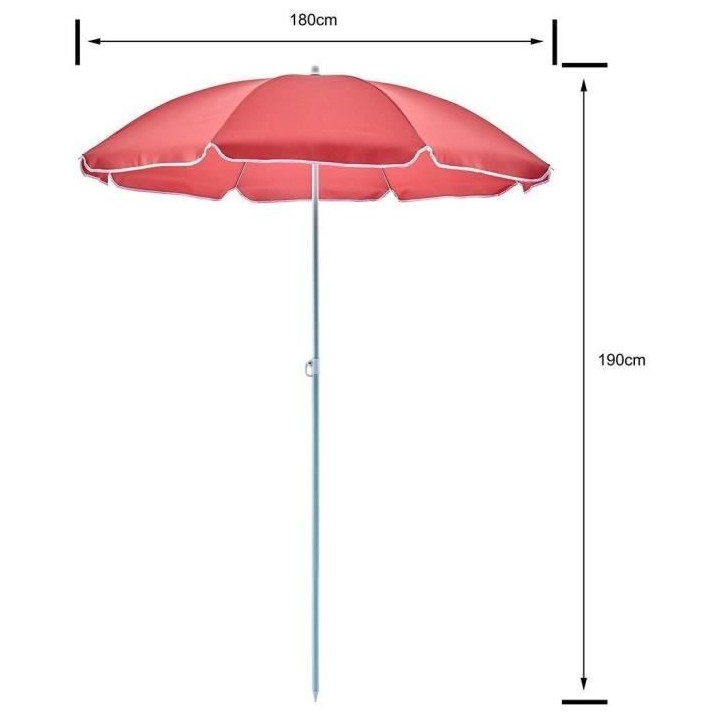 Parasol droit diametre 1,80 m - Structure acier en polyester anti-uv -