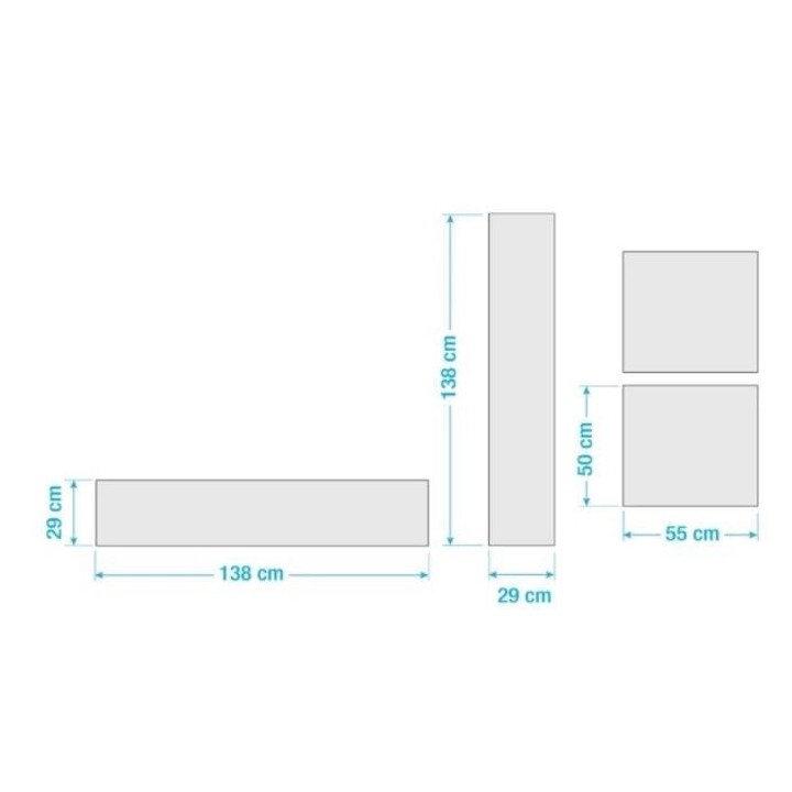 Meuble TV Mural - Ciment et Blanc Laqué - L 260 x P 30 x H 180 cm - C