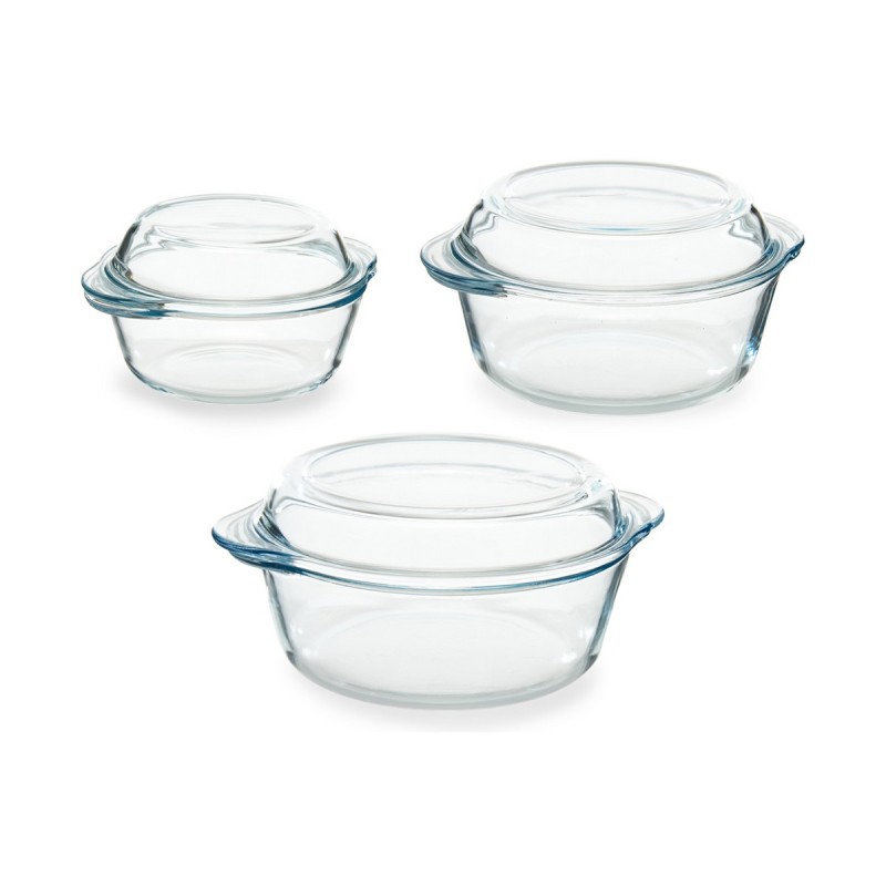 Casseroles 3 Pièces Transparent Verre Borosilicaté