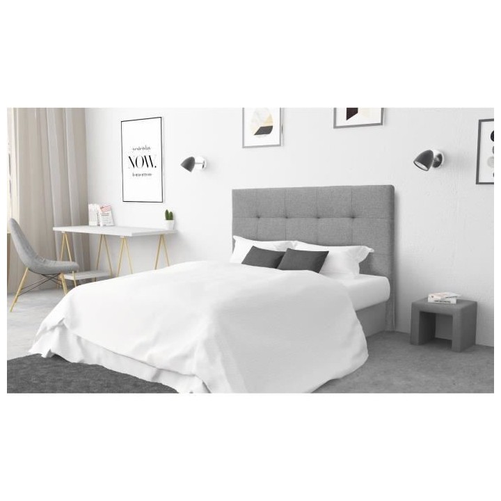 Tete de lit HERA - Gris Souris - Pour couchage 140 et 160 - 165 x 120
