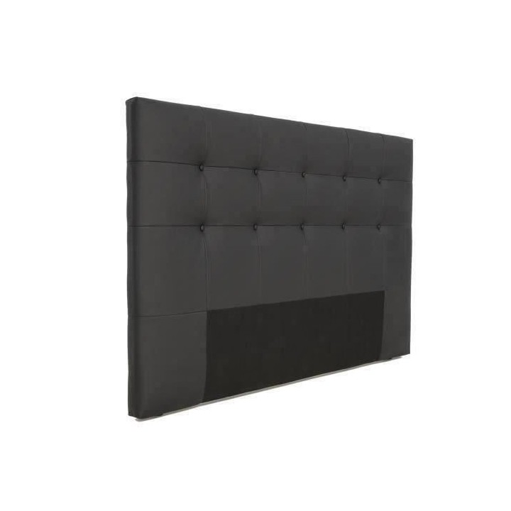 Tete de lit capitonnée ARGOS - Simili Noir - Pour couchage 140 et 160