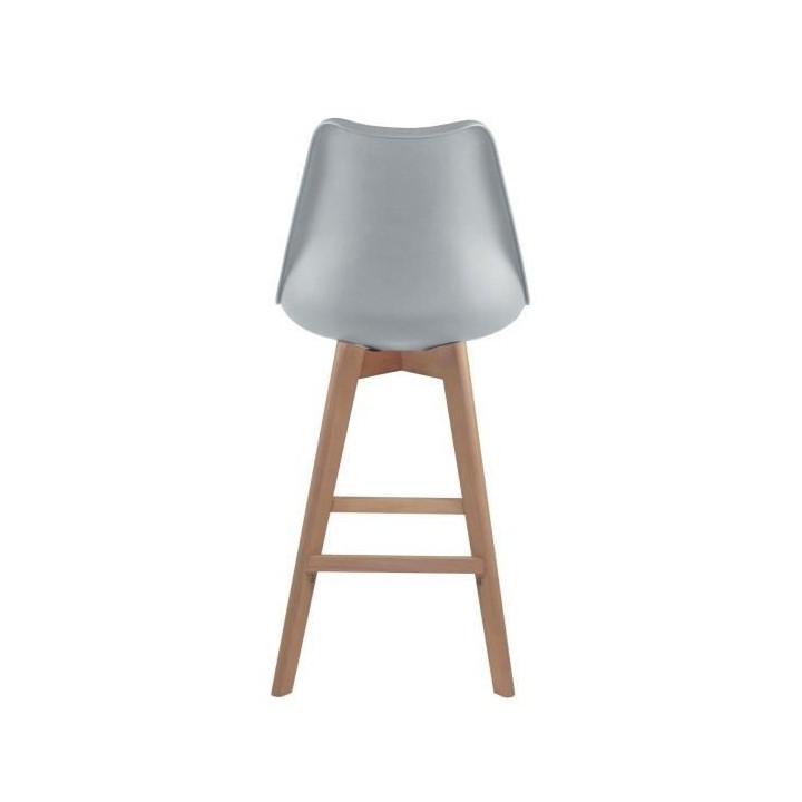 SACHA Lot de 4 Tabourets de bar - Pieds en Hetre - Gris - L 45,5 x P 5