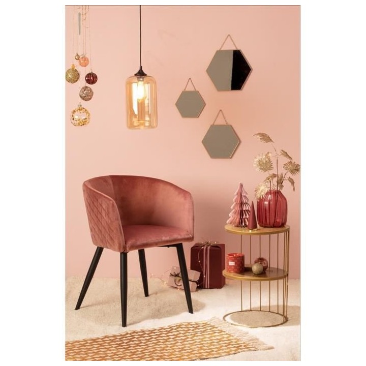 Lot de 3 miroirs en forme hexagonal - Métal - Doré