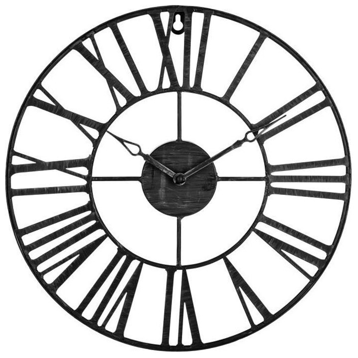 Pendule métal Vintage - Noir - Ø 36,5 cm