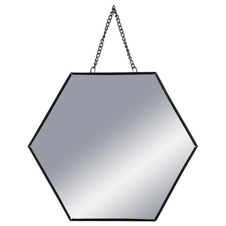Set de 3 Miroirs hexagonaux a suspendre en métal - Noir