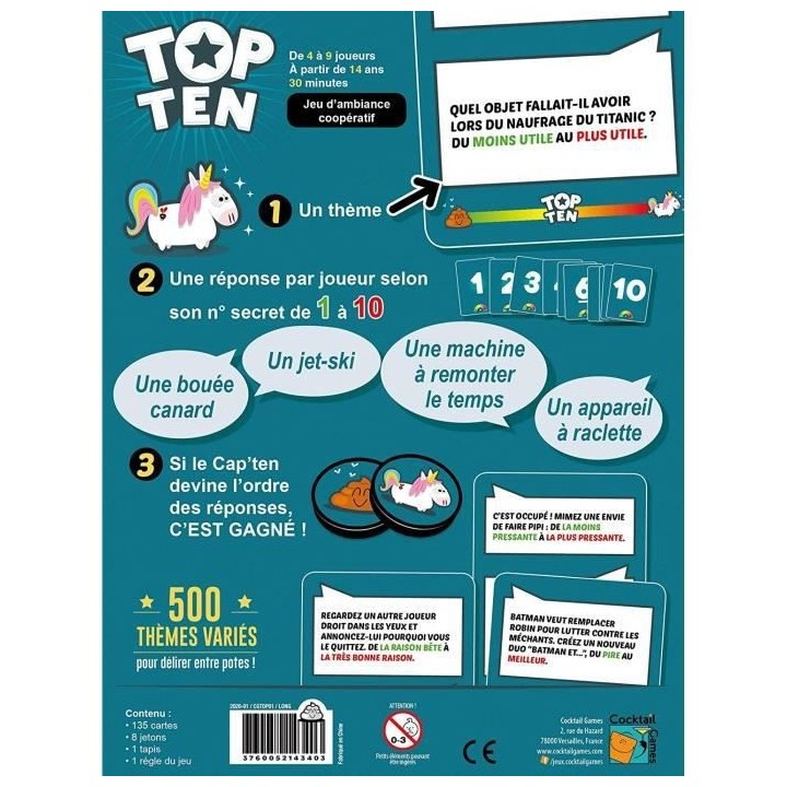 Cocktail Games | Top Ten | Jeu de société | a partir de 14 ans | 4 a
