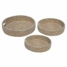 Jeux de plateaux DKD Home Decor Naturel Blanc Fibre naturelle (43 x 43 x 10 cm) (3 Pièces)