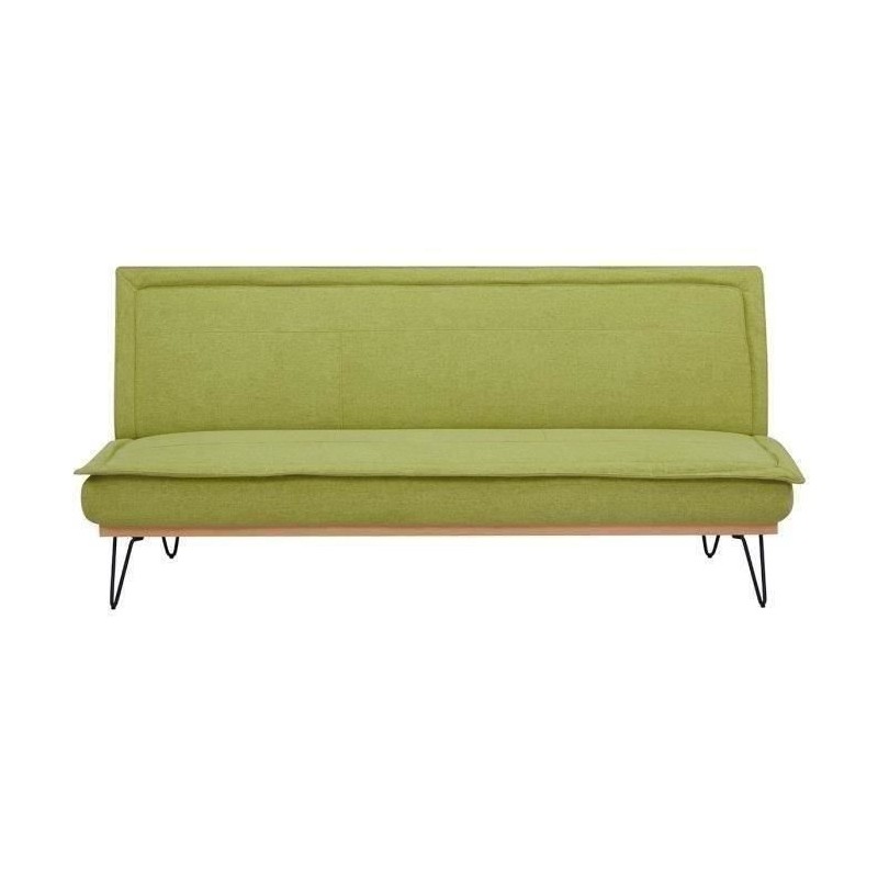 Clic-clac 2 places RICO - Tissu Vert - L 185 x P 85 x 84 cm