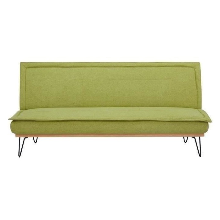 Clic-clac 2 places RICO - Tissu Vert - L 185 x P 85 x 84 cm