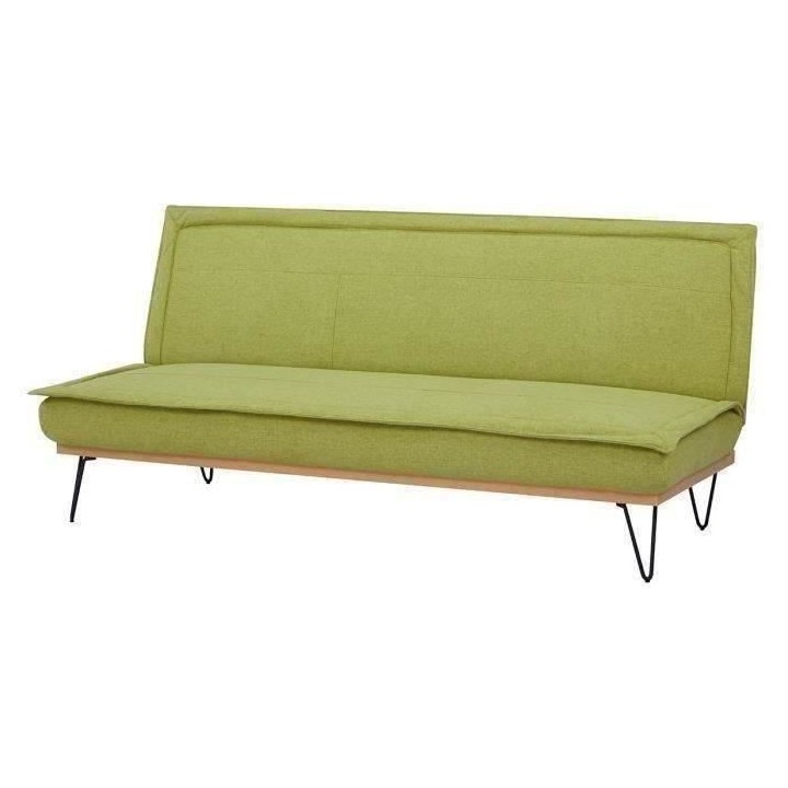 Clic-clac 2 places RICO - Tissu Vert - L 185 x P 85 x 84 cm