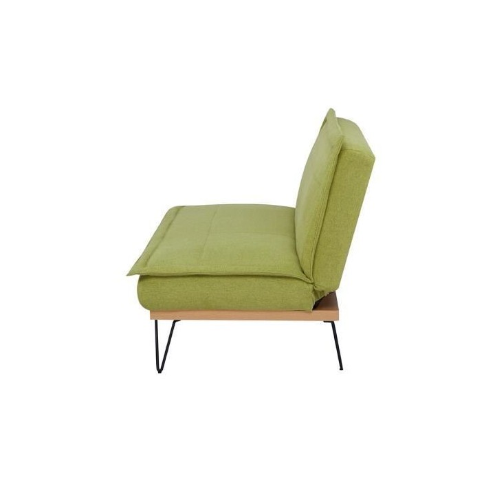 Clic-clac 2 places RICO - Tissu Vert - L 185 x P 85 x 84 cm