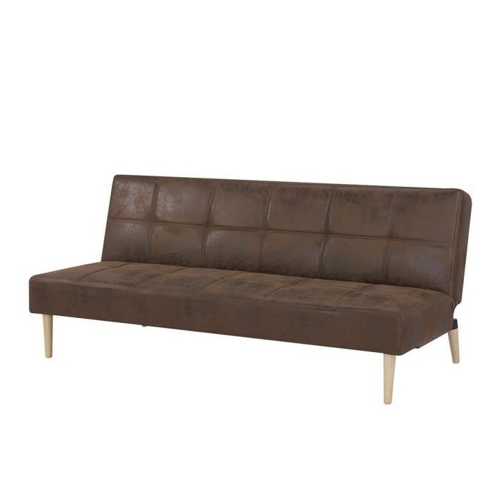 Banque convertible 2 places - Simili Marron - L 178 x P 89 x H 78 cm -