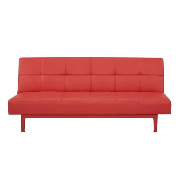 Banque convertible 2 places - Simili Rouge - L 178 x P 89 x H 78 cm -