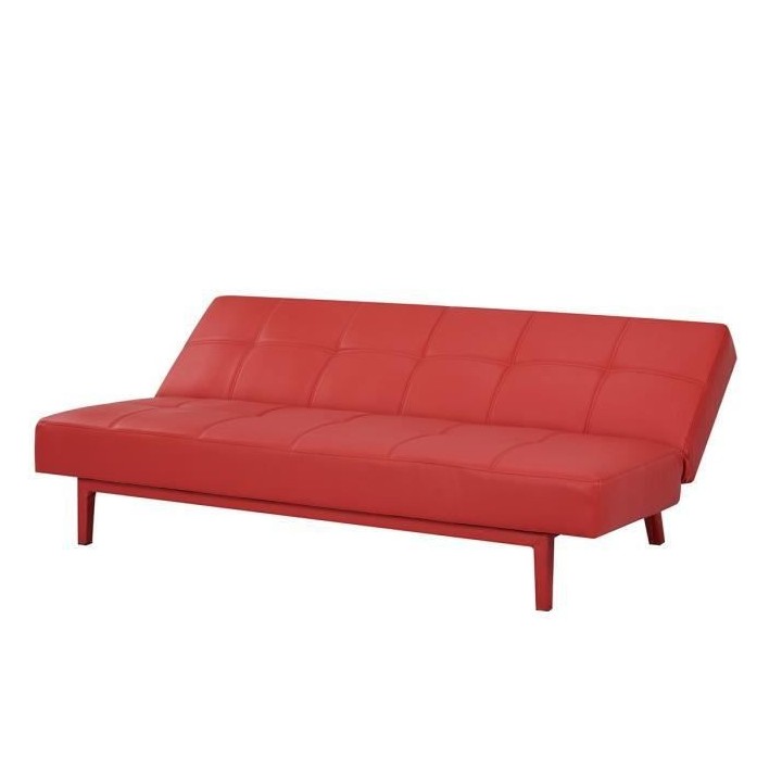 Banque convertible 2 places - Simili Rouge - L 178 x P 89 x H 78 cm -