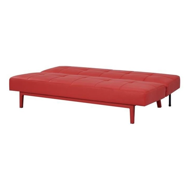 Banque convertible 2 places - Simili Rouge - L 178 x P 89 x H 78 cm -