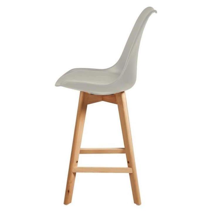 BJORN Lot de 2 tabourets de bar pieds en bois hetre massif - Revetemen