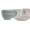 Jeu de 6 tasses avec plat DKD Home Decor Bleu Rose Vert Grès 150 ml