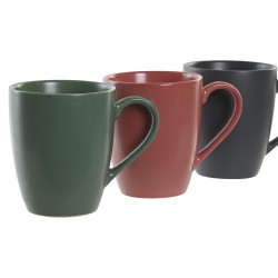 Ensemble de 4 mugs DKD Home Decor Rose Vert Gris foncé 300 ml Grès