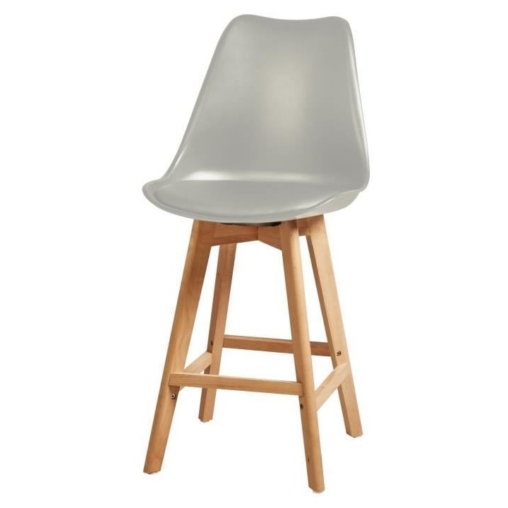 BJORN Lot de 2 tabourets de bar pieds en bois hetre massif - Revetemen