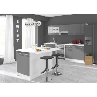 ULTRA Ilot central L 100 cm avec plan de travail - Gris mat