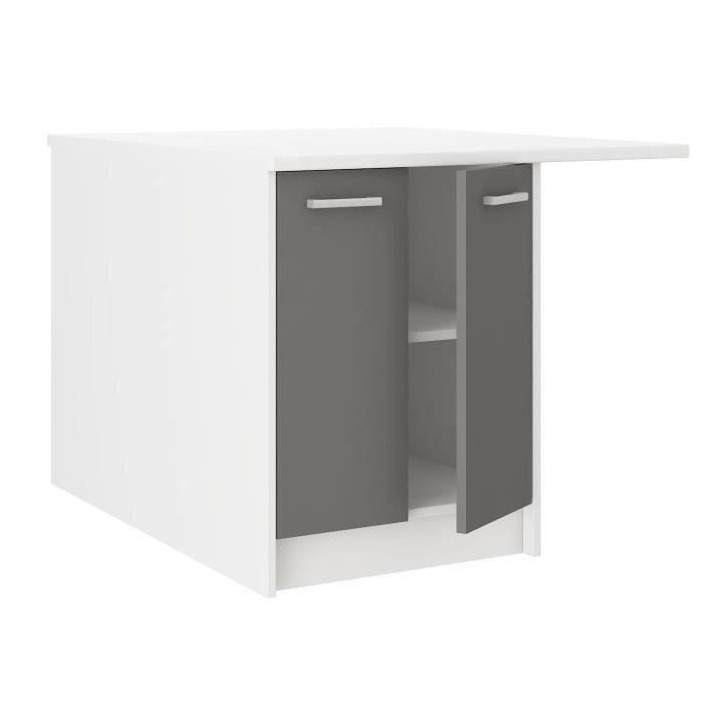 ULTRA Ilot central L 100 cm avec plan de travail - Gris mat