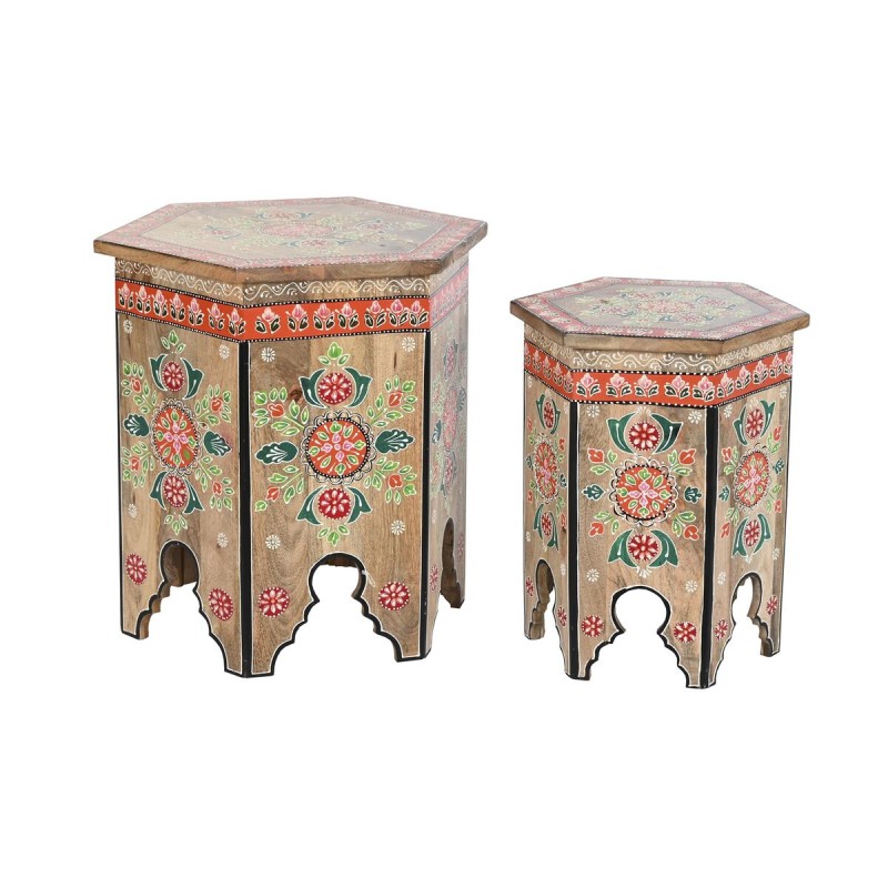 Jeu de 2 tables DKD Home Decor Arabe Bois Bois de manguier 48 x 41,5 x 49 cm