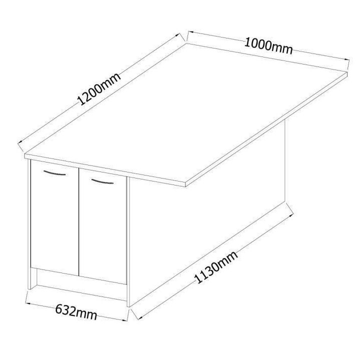 ULTRA Ilot central L 100 cm avec plan de travail - Gris mat
