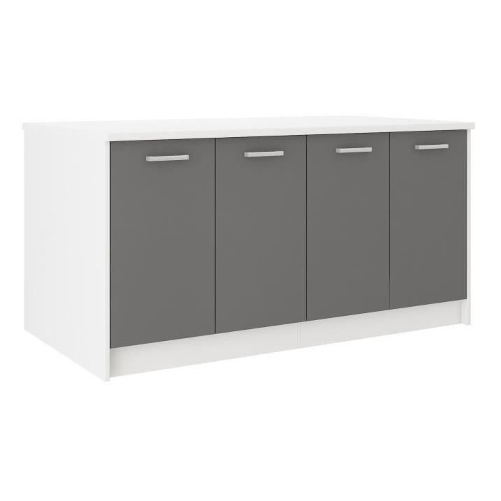 ULTRA Ilot central L 164 cm avec plan de travail - Gris mat