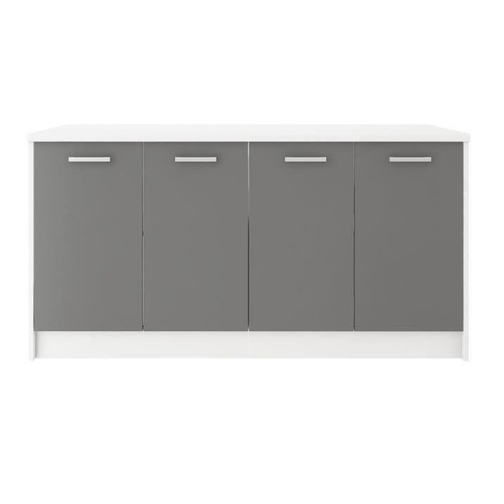 ULTRA Ilot central L 164 cm avec plan de travail - Gris mat