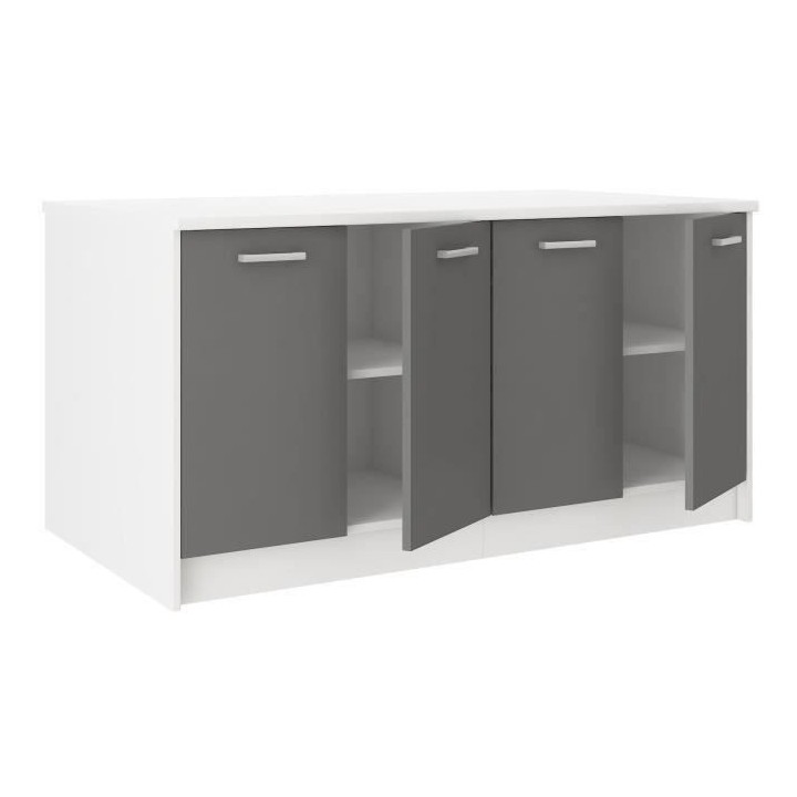 ULTRA Ilot central L 164 cm avec plan de travail - Gris mat