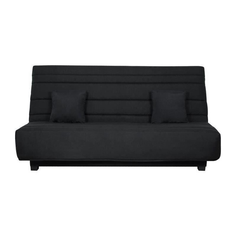 DUNLOPILLO Banquette Clic clac - Tissu Pearl Noir + 2 coussins Noir - L 194 x P 98 x H 102 cm - Made in France - ALEX