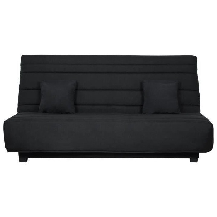 DUNLOPILLO Banquette Clic clac - Tissu Pearl Noir + 2 coussins Noir -
