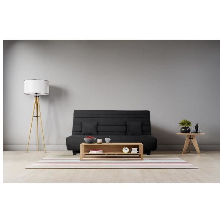 DUNLOPILLO Banquette Clic clac - Tissu Pearl Noir + 2 coussins Noir -