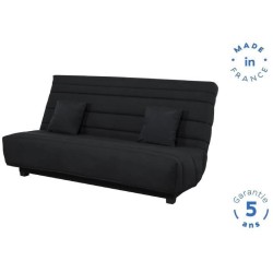 DUNLOPILLO Banquette Clic clac - Tissu Pearl Noir + 2 coussins Noir - L 194 x P 98 x H 102 cm - Made in France - ALEX