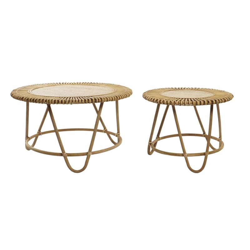 Jeu de 2 tables DKD Home Decor Marron Clair 80 x 80 x 47 cm 80 x 80 x 45,5 cm