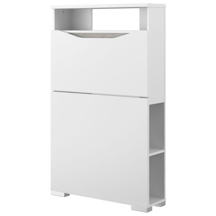 Console-buffet 2 en 1 BE ALIVE - Décor blanc brillant et béton - 1 a