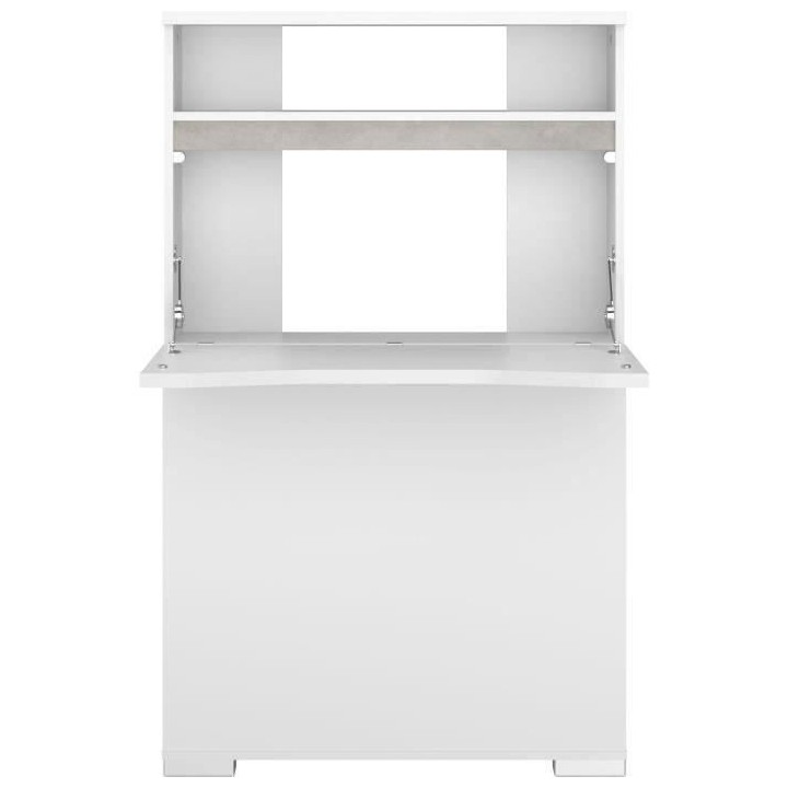 Console-buffet 2 en 1 BE ALIVE - Décor blanc brillant et béton - 1 a