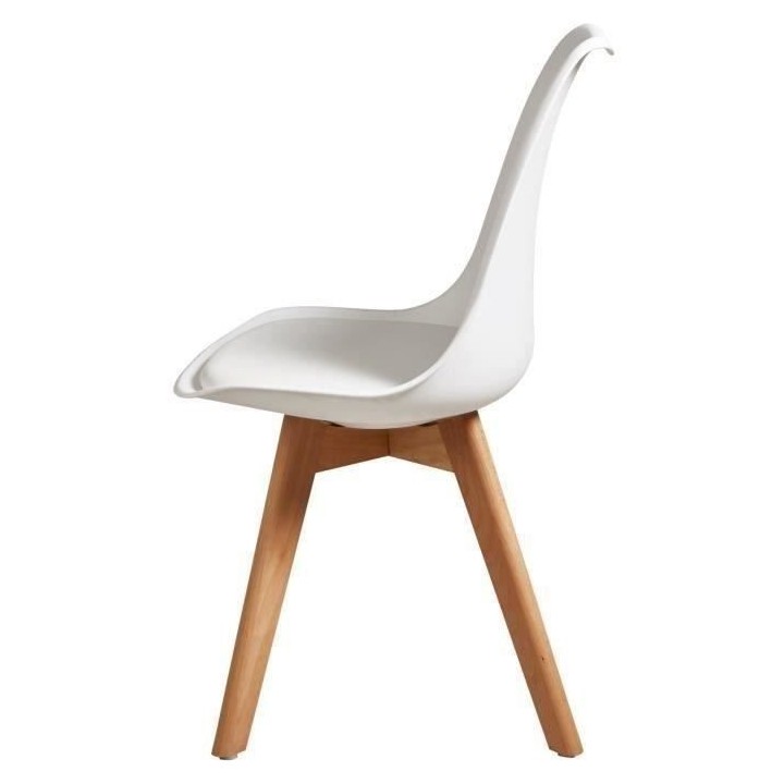 BJORN Lot de 4 chaises de salle a manger - Simili blanc - Scandinave -