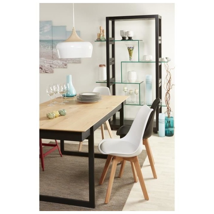 BJORN Lot de 4 chaises de salle a manger - Simili blanc - Scandinave -