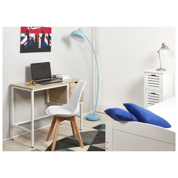 BJORN Lot de 4 chaises de salle a manger - Simili blanc - Scandinave -