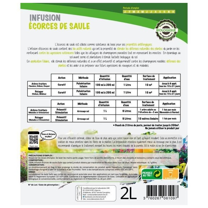 TERRA NOSTRA Infusion d'écorces de saule - Pouch 2L Concentré - Pré