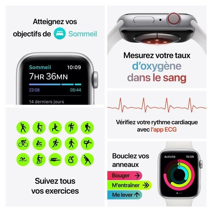 APPLE Series 6 GPS + Cellular Montre connectée - 40 mm - Boîtier en