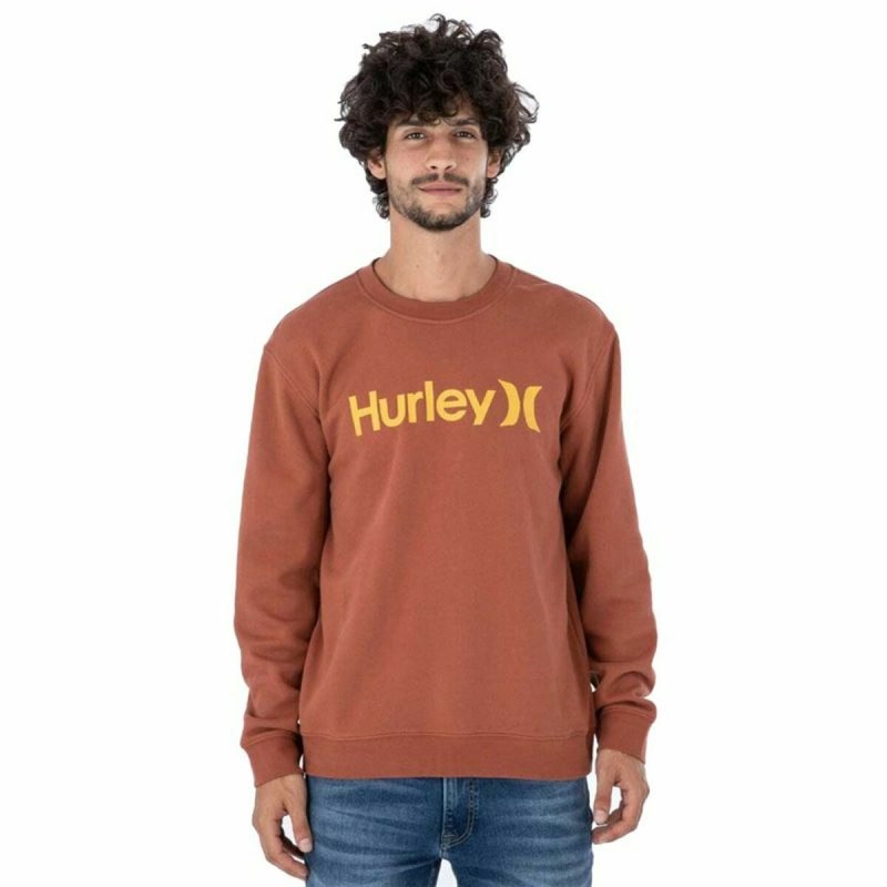 Sweat sans capuche homme Hurley One&Only Solid Marron