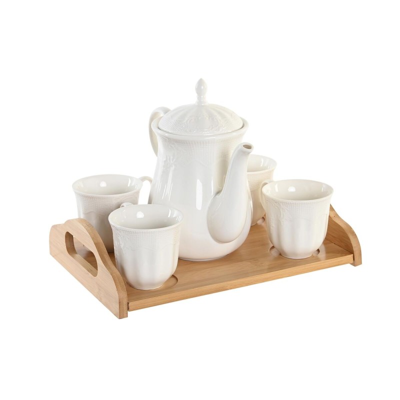 Ensemble de tasses à café DKD Home Decor Naturel Porcelaine Blanc