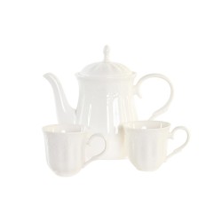 Ensemble de tasses à café DKD Home Decor Naturel Porcelaine Blanc