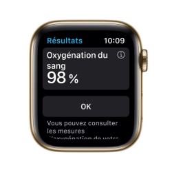 Apple Watch Series 6 GPS + Cellular, 44mm Boîtier en Acier Inoxidable Or avec Bracelet Sport Vert de Chypre