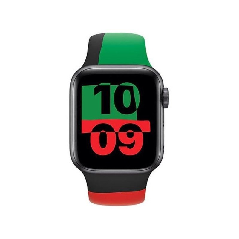 Apple Watch Séries 6 CELLULAR - 44 mm - Boitier aluminium - Bracelet Noir, vert et rouge